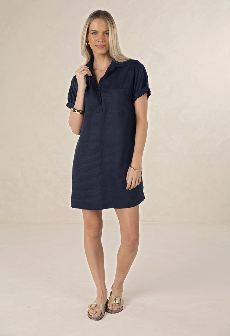 Hustle Linen Shirt Dress