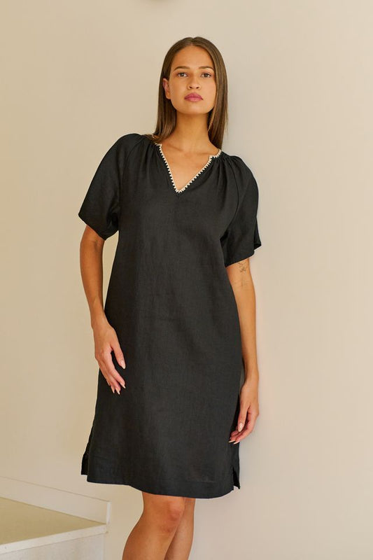 GA703 Linen V-Neck Dress