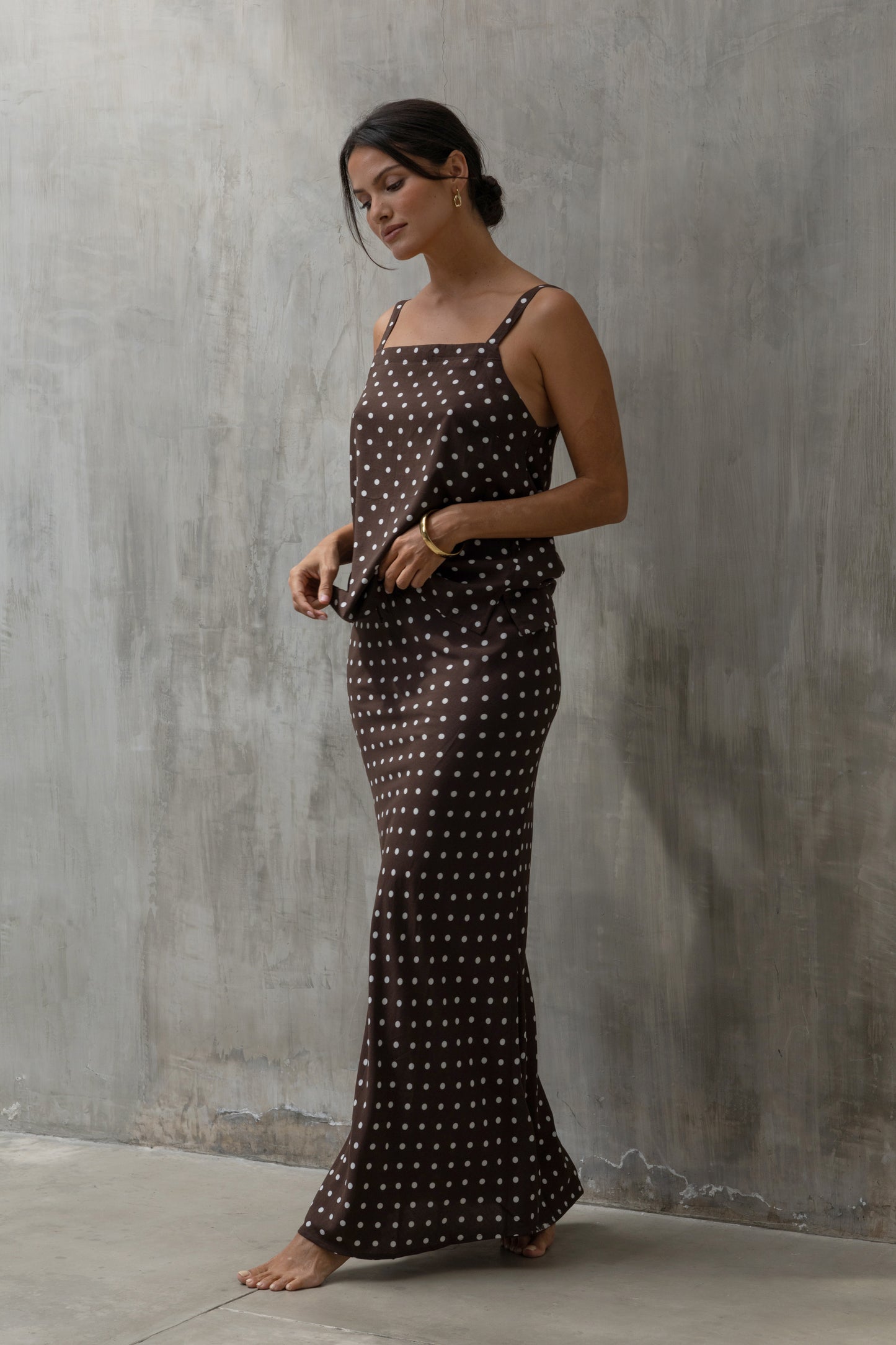 Nina Top Espresso Polka Dot