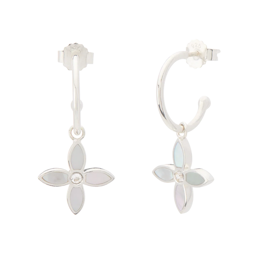 Desert Flower Small Hoop Earrings - Silver