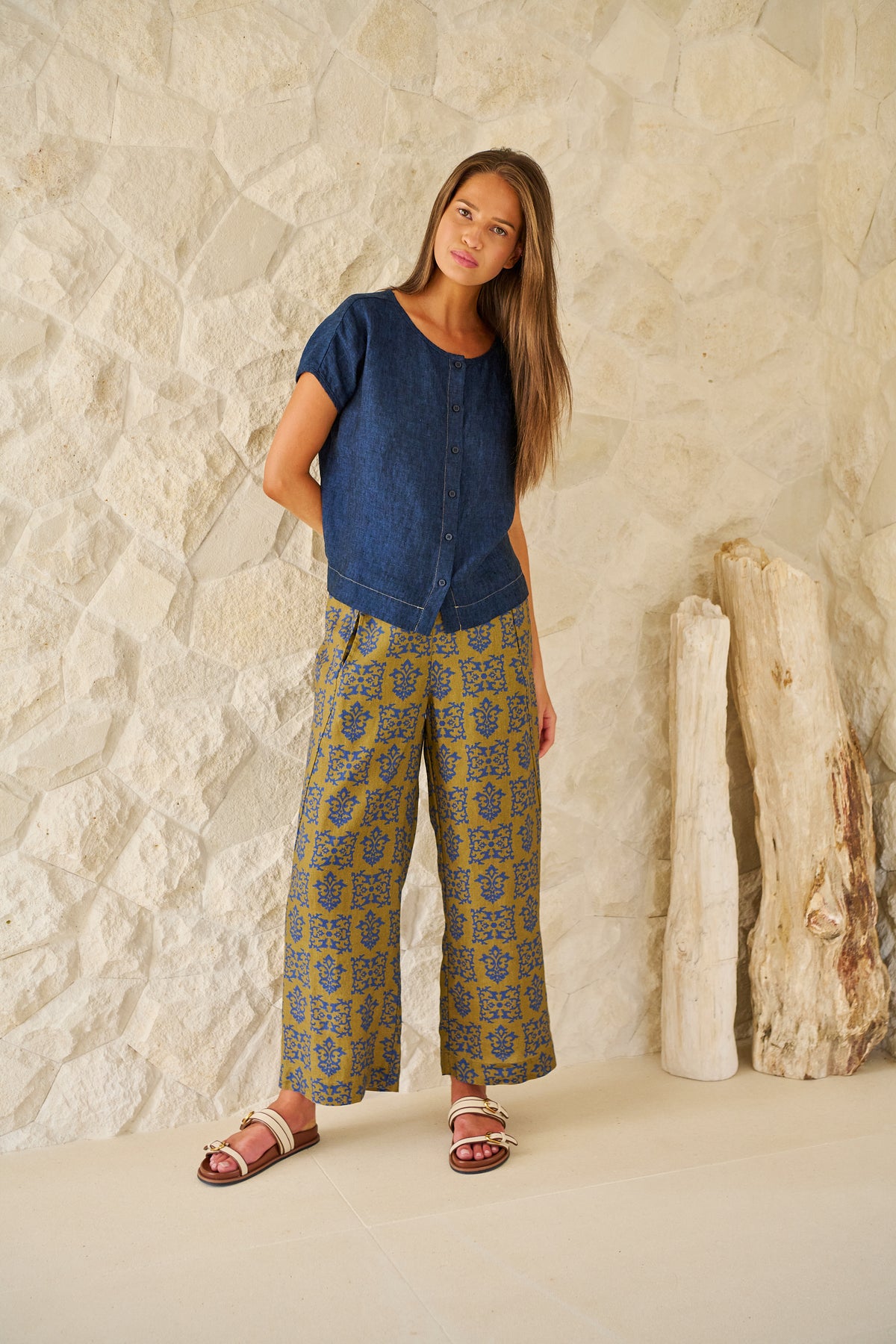 GA398 Linen Wide-Leg Trouser