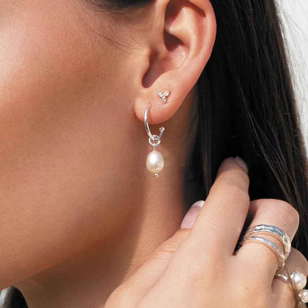 Trinity Stud Earring with White Topaz
