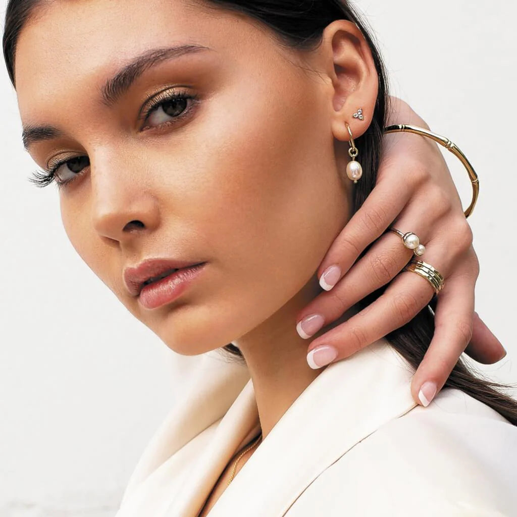 Trinity Stud Earring with White Topaz