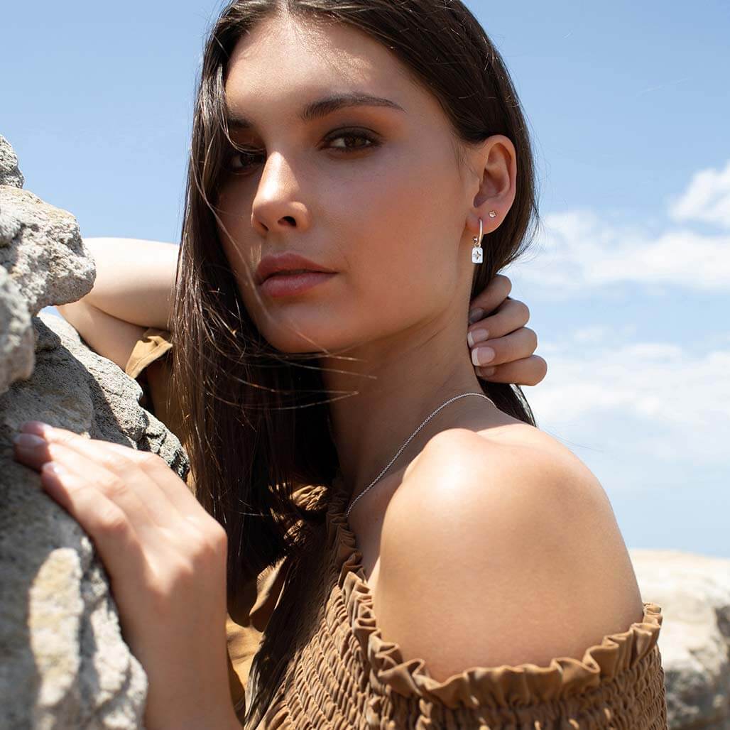 Desert Flower Rectangle ER Silver