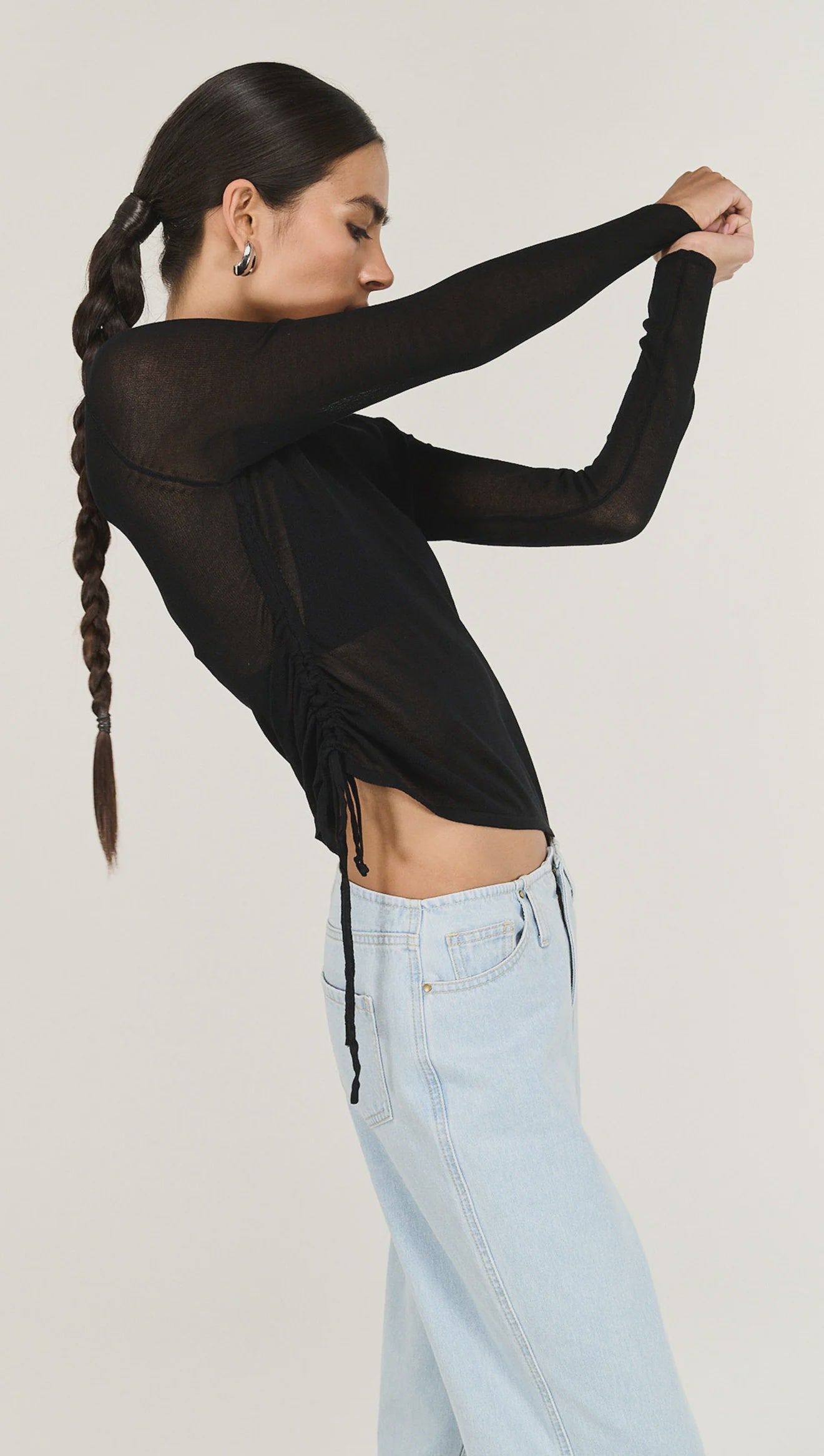 Leni Drawstring Sheer Knit