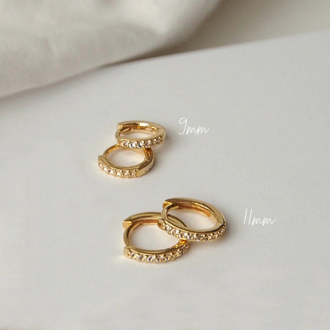 Huggies - Gold with White Topaz