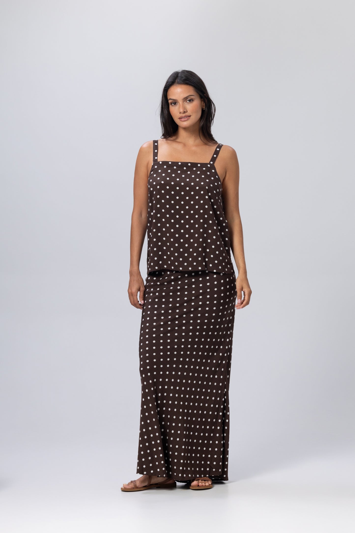 Nina Top Espresso Polka Dot