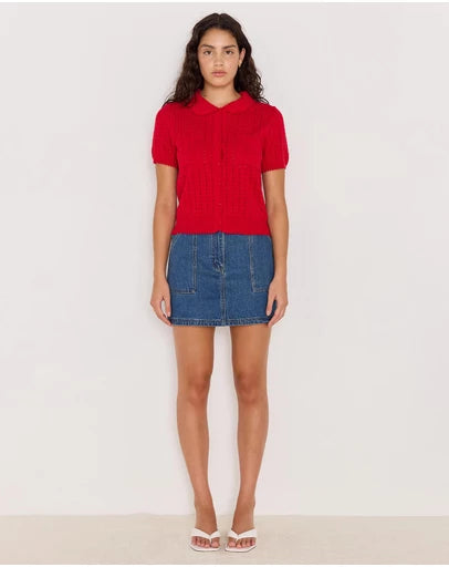 Lila Pointelle Knit Tee