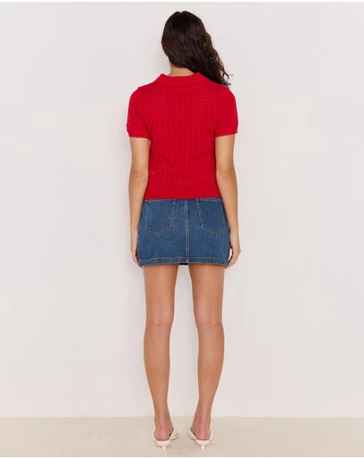 Lila Pointelle Knit Tee