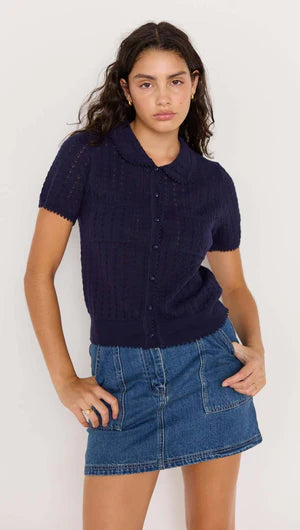 Lila Pointelle Knit Tee