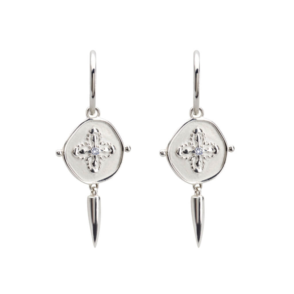 Sahara Small Hoop ER Silver/White Topaz